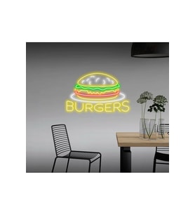 BURGERS Yazılı ve Şekilli Neon Tabela
