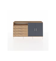 Arges Konsol 3 Raflı 4 Çekmeceli 2 Kapaklı 176x30x99 Çam-Antrasit/Çam
