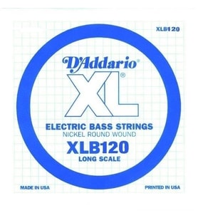 D'Addario XLB120 XL Nickel Wound Bas Gitar Tek Teli - Alt Si/Low B ($0.120$ İnç)  5 veya 6 Telli Bas Gitarlar İçin İnce Yapılı Si Teli, Net Tanımlanmış Alt Frekanslar ve Hızlı Tepki