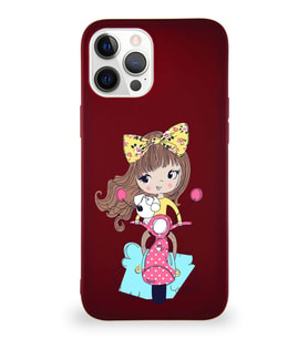 Apple iPhone 12 Pro Max Soft Premier Kapak Vespagirl Tasarımlı Silikon Kılıf - Mürdüm (Şeffaf)