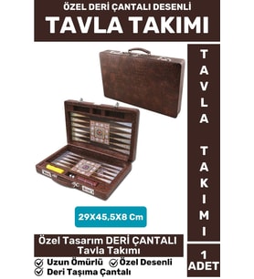 Elit Seri Uzun Ömürlü Aile Ev Arkadaş Kahve Cafe Oyun Takımı DERİ ÇANTALI ÖZEL DESENLİ TAVLA Takımı
