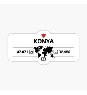 Konya 2 Gps Harita Sticker Oto Araba Yapıştırma 17CM yazı 260