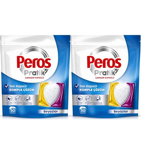Peros Pratik Matik Çamaşır Deterjanı Kapsülü - Tableti 100 Adet Beyazlar (Avantaj Pk)