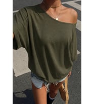 Kadın Oversize Düşük Omuz Basic Tişört – Salaş Kesim Yazlık Rahat T-Shirt