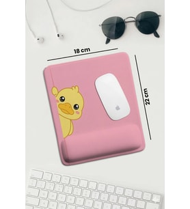 SonicTouch Pembe Bilek Destekli Sevimli Ördek Dikdörtgen Pürüzsüz Yüzey Ergonomik Mouse Pad 18x22cm