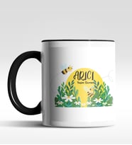 Kişiye Özel Arıcı Tasarımlı Siyah Kupa (Siyah - Beyaz)