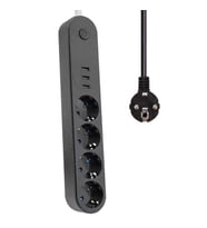 Akım Korumalı Isıya Dayanıklı 4 lü 2 Mt Uzatma 3 Adet USB 3402