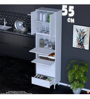 Eliusta Ekin 55 cm Bakliyat Dolabı Kahve Köşesi 3 Çekmeceli Çok Amaçlı Mutfak Kiler Banyo Dolabı