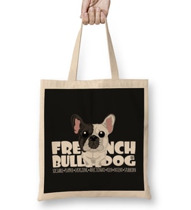 French Bulldog Brindle Pied Dg Big Head 01 Bez Çanta Uzun Saplı