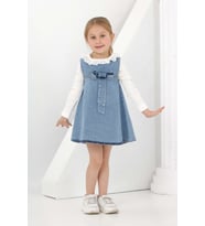 Kız Çocuk 2'li Jean Elbise (Jean Elbise+Bady Sweat) 12180 EFTELYA (Açık Mavi)