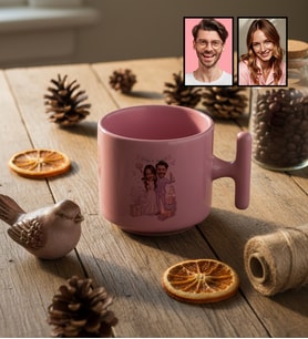 Kişiye Özel Karikatürlü Gelin Damat Balayı Çifti T Pastel Kupa Sevgililer Günü Hediyesi