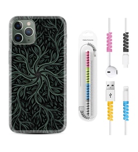 Apple iPhone 11 12 13 14 Pro Max Kılıf Kablo Koruma Spiral Silikon Sarmaşıklar 1675
