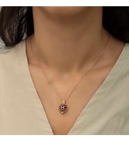 Gümüş Rose Kafesli Lotus Bayan Kolye