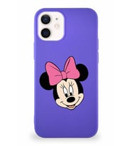 Apple iPhone 12 Mini Soft Premier Kapak Minnie Mouse-C Tasarımlı Silikon Kılıf - Mor (Şeffaf)