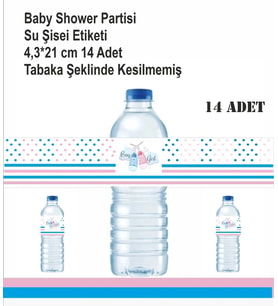 Baby Shower Partisi Su Şişe Etiketi 14 Adet