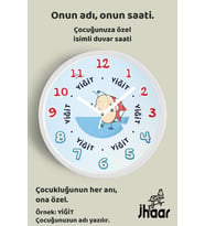 İsme Özel Sevimli Uğur Böceği Çocuk Odası Duvar Saati Orta Boy 30 cm Beyaz Camlı Sessiz