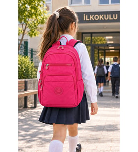 Pembe İlkokul Okul Çantası Çocuk Sırt Çantası Spor ve Günlük Kullanım 40 x 30 x 15 cm