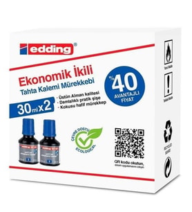 Edding Tahta Kalemi Mürekkebi 2x30ml Mavi