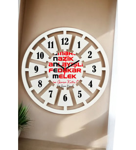 Hamarat, Nazik, Anlayışlı Annem Duvar Saati 40cm (Beyaz)
