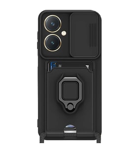 Vivo Y27 Kılıf Zuma Kartvizitli Yüzüklü Silikon - Siyah