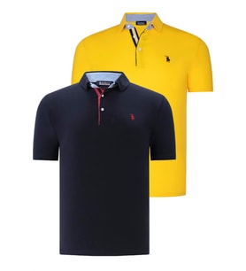 İKİLİ SET T8582 DEWBERRY ERKEK T-SHIRT-LACİVERT- SARI