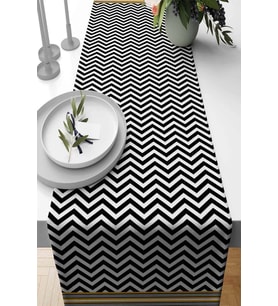 Siyah Zigzag Desenli Premium Masa Örtüsü Runner RNR433