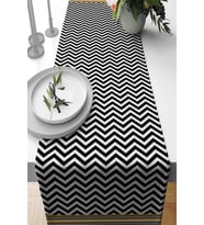 Siyah Zigzag Desenli Premium Masa Örtüsü Runner RNR433