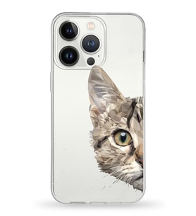 Apple iPhone 13 Pro Uyumlu Kapak Catface Tasarımlı Şeffaf Silikon Kılıf