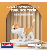 Balody Evcil Hayvan Serisi – Turuncu Tekir Kedi (BL16037) – Mikro Blok Yapı Oyuncakları Seti (Krem)