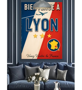 Lyon Fransa poster vintage Dekoratif Kanvas - Mdf Ahşap Tablo