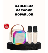 Karaoke Hoparlör Taşınabilir Çift Mikrofonlu ve LED Işıklı Bluetooth 5.0