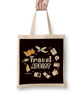 Addict Travel Blogger Traveling Blogging Backpacker Traveler Bez Çanta Uzun Saplı
