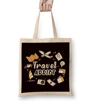 Addict Travel Blogger Traveling Blogging Backpacker Traveler Bez Çanta Uzun Saplı