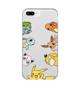 Iphone 7 Plus ve 8 Plus Uyumlu Pokemon Tüm Karakterler Tasarımlı Şeffaf Telefon Kılıfı