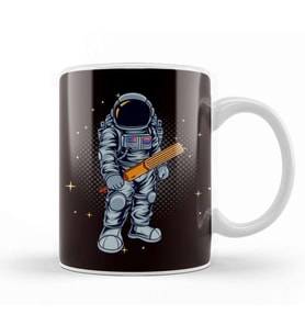 Astronaut Cricket Player Cricketer Bat Ball Game Kupa Bardak Porselen