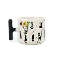 Cat Love Baskılı Siyah Kulplu T Kupa