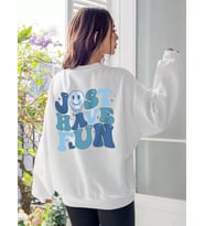 Unisex Kadın Beyaz Bol Kesim Yuvarlak Yaka Uzun Kollu Sweatshirt Face Baskılı Oversize Kapüşonlu