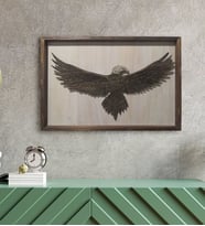 BK Gift Özel Yapım Kartal Kabartma Figürlü Ahşap Çerçeveli Tablo