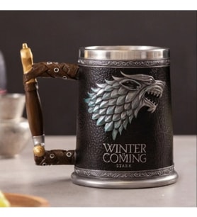 Vintage Ortaçağ Winter İs Coming Stark 500ml Paslanmaz Çelik Kabartmalı Kupa Bardak