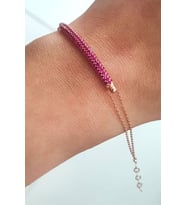 Pembe Zirkon Taşlı 925 ayar Gümüş Rose Tasarım Bileklik