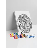 Çiçek Desenli Mandala Tuval Boyama Seti 40x50 cm