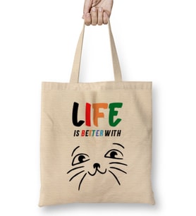 Funny Cat Lover Gifts For Women Men Kids Bez Çanta Uzun Saplı