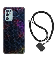 Oppo Reno 6 Kılıf Silikon Boyun Askılı İpli Desenli Silikon Renkli Prizmalar 1783