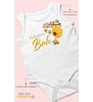 Halasının Balı Baskılı Bebek Zıbını – Çıtçıtlı Body 8 Renk  %100 Pamuk Sıfır Kol (Beyaz)