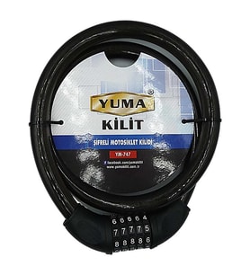 Yuma Ym-747 120cm 20mm 5 Şifreli Siyah Motorsiklet Kilidi