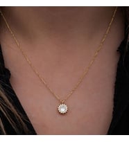 Gold  Minimal Yuvarlak Anturaj 925 Ayar Gümüş Kadın Kolye