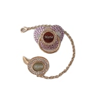 Isimli Pembe Zirkon Taşlı Silikon Damaklı Bebek Emzik Seti (0-6 Ay) - TYSYSH0147
