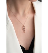 925 Ayar Gümüş Rose Balık Kolye