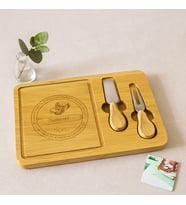 Bambu Peynir Sunum Panosu 19x29 cm - Ahşap Saplı Bıçaklı