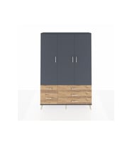 Arges Dolap 5 Raflı 5 Çekmeceli Tek Askılı 132x30x195 Antrasit-Antrasit/Çam